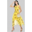 Women Asymmetric Yellow Dress