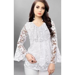 Casual Bell Sleeves  Women White - Top