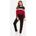 Solid Women Track Suit - RED , BLACK