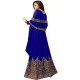 Embroidered Cotton Silk Gown - (Dark Blue)