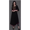 Solid Georgette Blend  Flared/A-line Gown  - (Black)