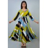 Printed Rayon Blend  Flared/A-line Gown  (Light Blue)