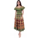 Floral Print Pure Cotton Stitched Gown  (Green)