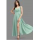 Crepe Blend Stitched Flared/A-line Gown   (Light Green)