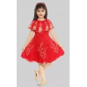 Girls Midi/Knee Length Festive/Wedding Dress - Red