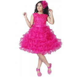 Girls Midi/Knee Length Party Dress - Pink