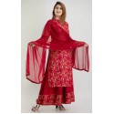 Women Kurta and Sharara Set Rayon - MARRON