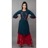 Women Kurta and Sharara Set Rayon - RED