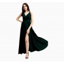 Crepe Blend Stitched Flared/A-line Gown  (Green)