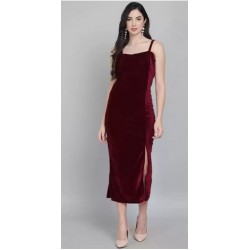 Women A-line Maroon Dress