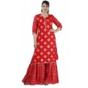 Women Kurta and Sharara Set - RED