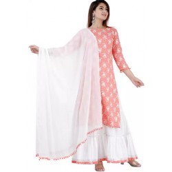 Women Kurta and Sharara Set Cotton Blend - BLUE