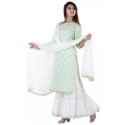 Women Kurta and Sharara Set Cotton Blend - GREEN