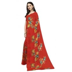 Printed Daily Wear Georgette Saree - RED