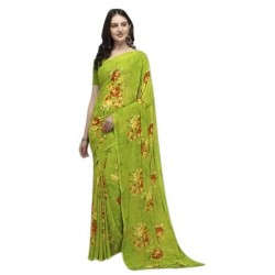 Printed Daily Wear Georgette Saree - LIME GREEN