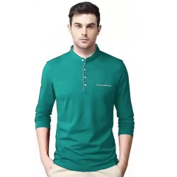Men Collar Casual Shirt - GREEN WHITE