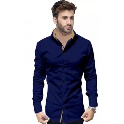 Men Collar Casual Shirt - NAVY BLUE