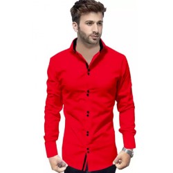 Men Collar Casual Shirt - RED