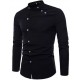 Men Mandarin Collar Casual Shirt - BLACK