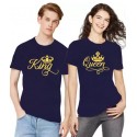 Couple Round Neck T-Shirt - BLUE