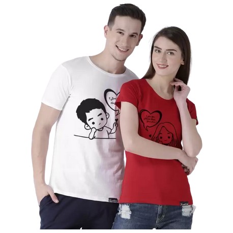 Couple Round Neck Red T-Shirt