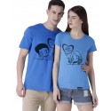 Couple Round Neck Blue T-Shirt