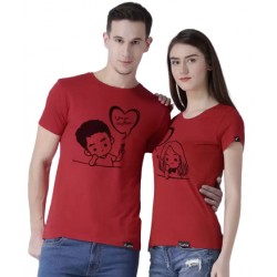 Couple Round Neck Red T-Shirt