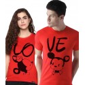 Couple Round Neck Red T-Shirt