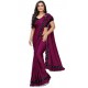 Solid Bollywood Silk Blend Saree  (Magenta)