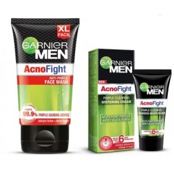 GARNIER Men Acno Fight Pimple Clearing Face wash, 150gm + Acno Fight Anti Pimple Moisturiser, 45G