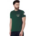 Men Round Neck Dark Green T-Shirt