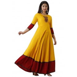 Solid Rayon Blend Gown  (Yellow)