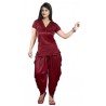 Women Solid Maroon Night Suit Set