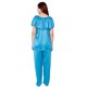 Women Solid Light Blue Top & Pyjama Set