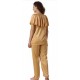 Women Solid Beige Top & Pyjama Set
