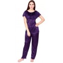 Women Solid Purple Top & Pyjama Set