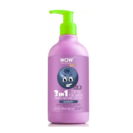 WOW Kids 3 in 1 Head to Toe Wash - Blueberry, 300 mL
