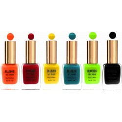 BLUSHIS Gel Shine Nail Color Red, Candy, Blue, Orange, Lime, Black (Pack of 6)