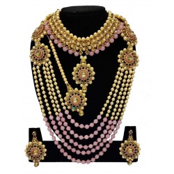 Gold Plated Jewel Set - Gold, Pink