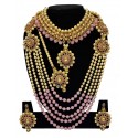 Gold Plated Jewel Set - Gold, Pink