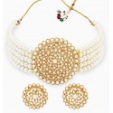 Gold Plated Pearl Choker Necklace Set for Women