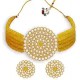 Gold Plated Pearl Choker Necklace Set - Yellow