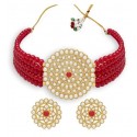 Alloy Gold Plated Necklace Set - Red