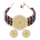 Alloy Gold Plated Necklace Set - Maroon, White