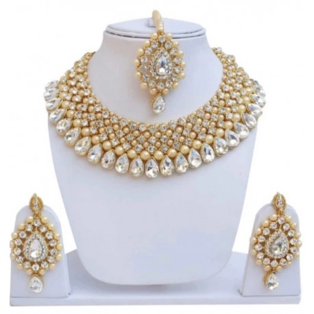 Alloy Gold Plated Jewel Set - Silver
