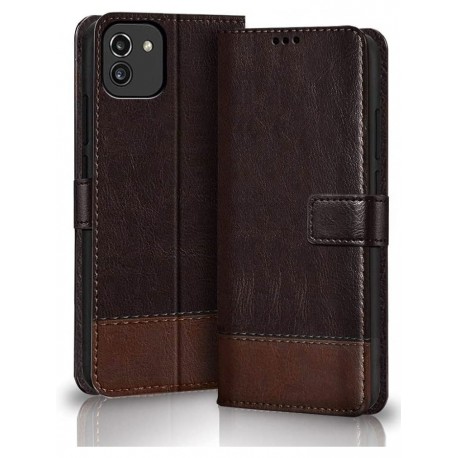 Samsung Galaxy A03 Flip Back Cover| Leather Finish Brown & Coffee