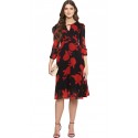 Round Neck Printed Dresses - Red
