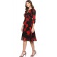Round Neck Printed Dresses - Red